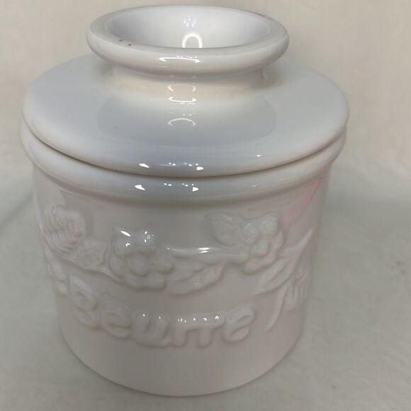 Butter Bell White Crock 1997 Beurre 12 Oz 3 3/4 Round 4 In Tall Ceramic French - Picture 2 of 9
